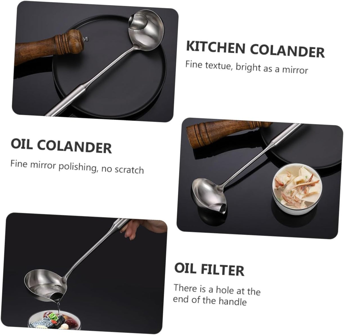 Stainless Steel Oil Separator Spoon with Fine Mesh I658