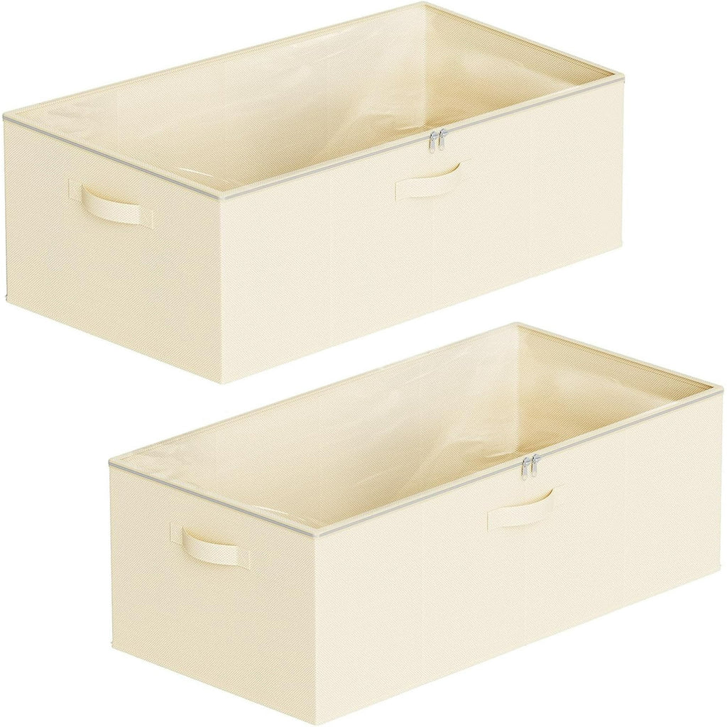 2 Pack 10 High Under Bed Storage Containers with Lids (Beige) J240