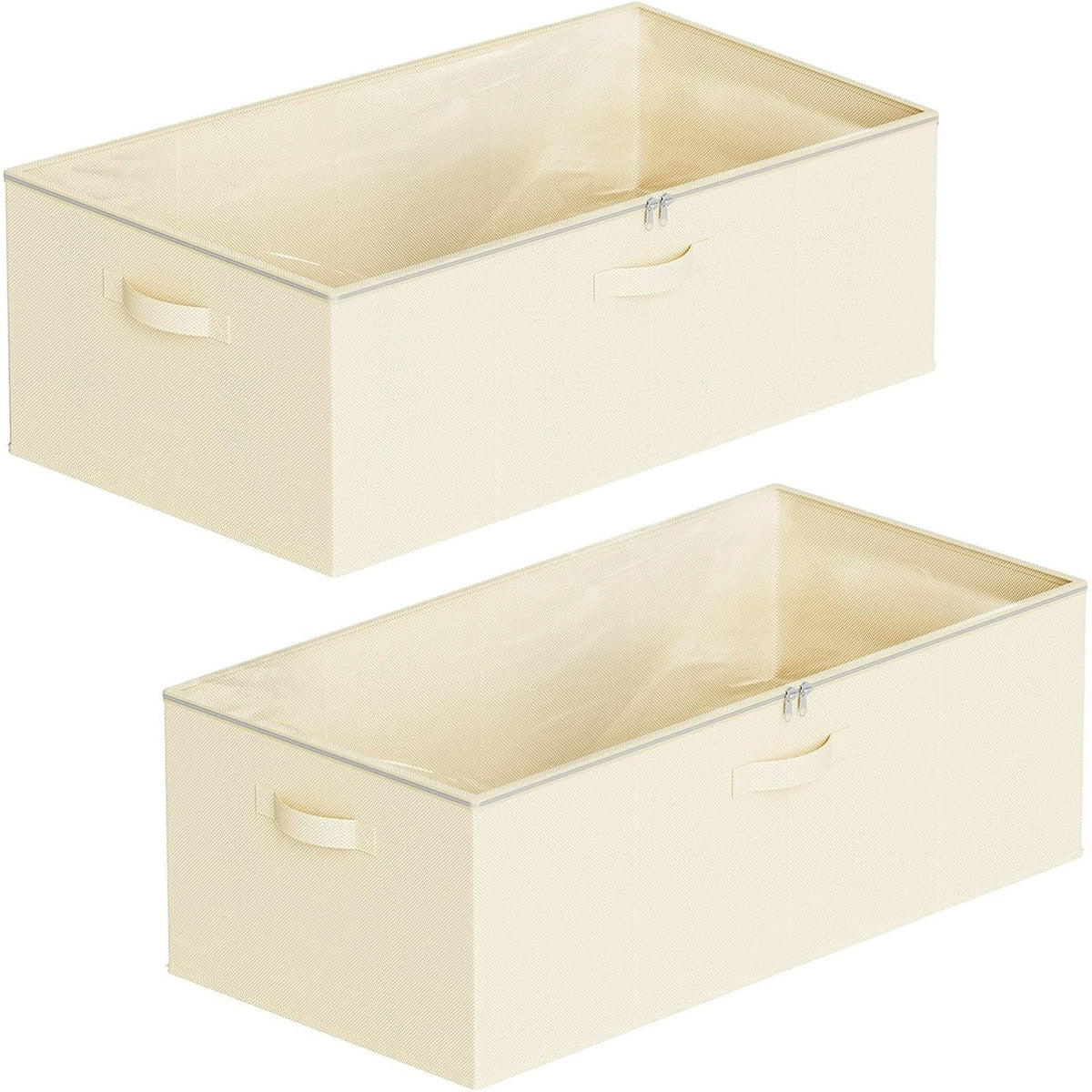 2 Pack 10 High Under Bed Storage Containers with Lids (Beige) J240
