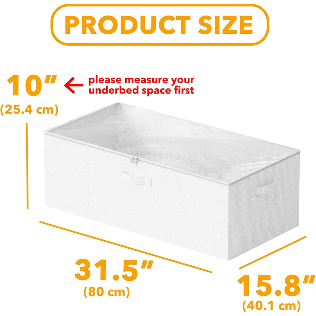 2 Pack 10 High Under Bed Storage Containers with Lids (Beige) J240