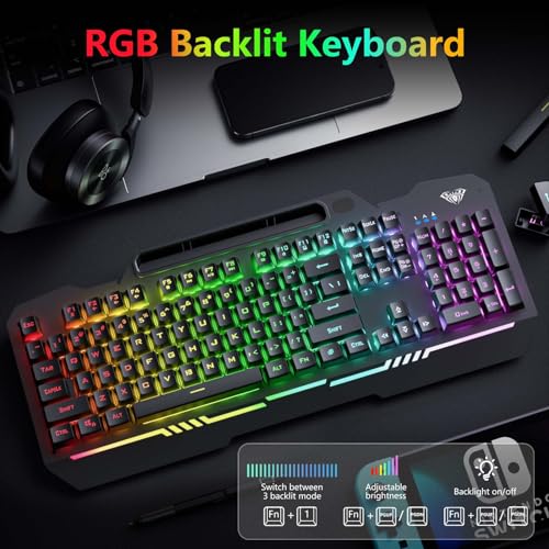 Gaming Keyboard and Mouse Combo with RGB Backlit, All-Metal Panel, Anti-Ghosting, USB Wired S38703
