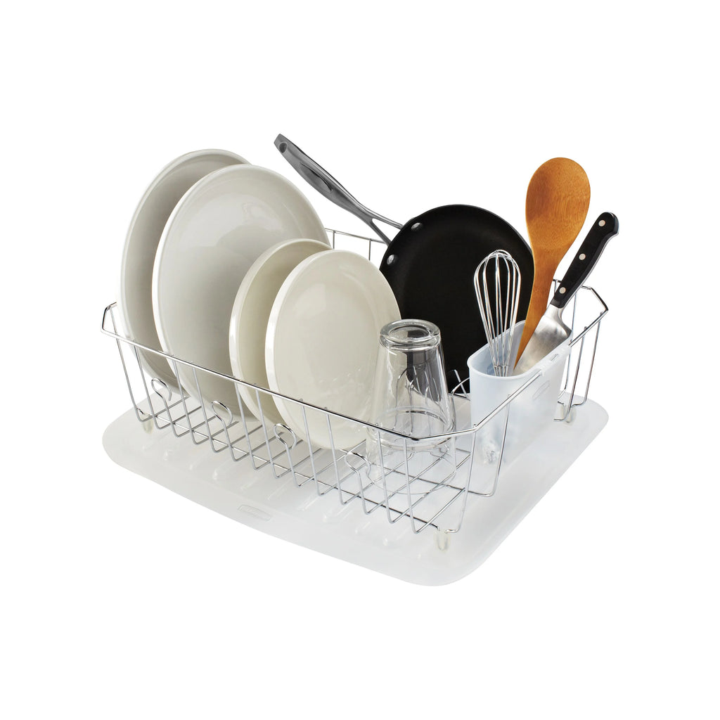 Large Chrome Dish Drying Rack with Utensil Holder E26671