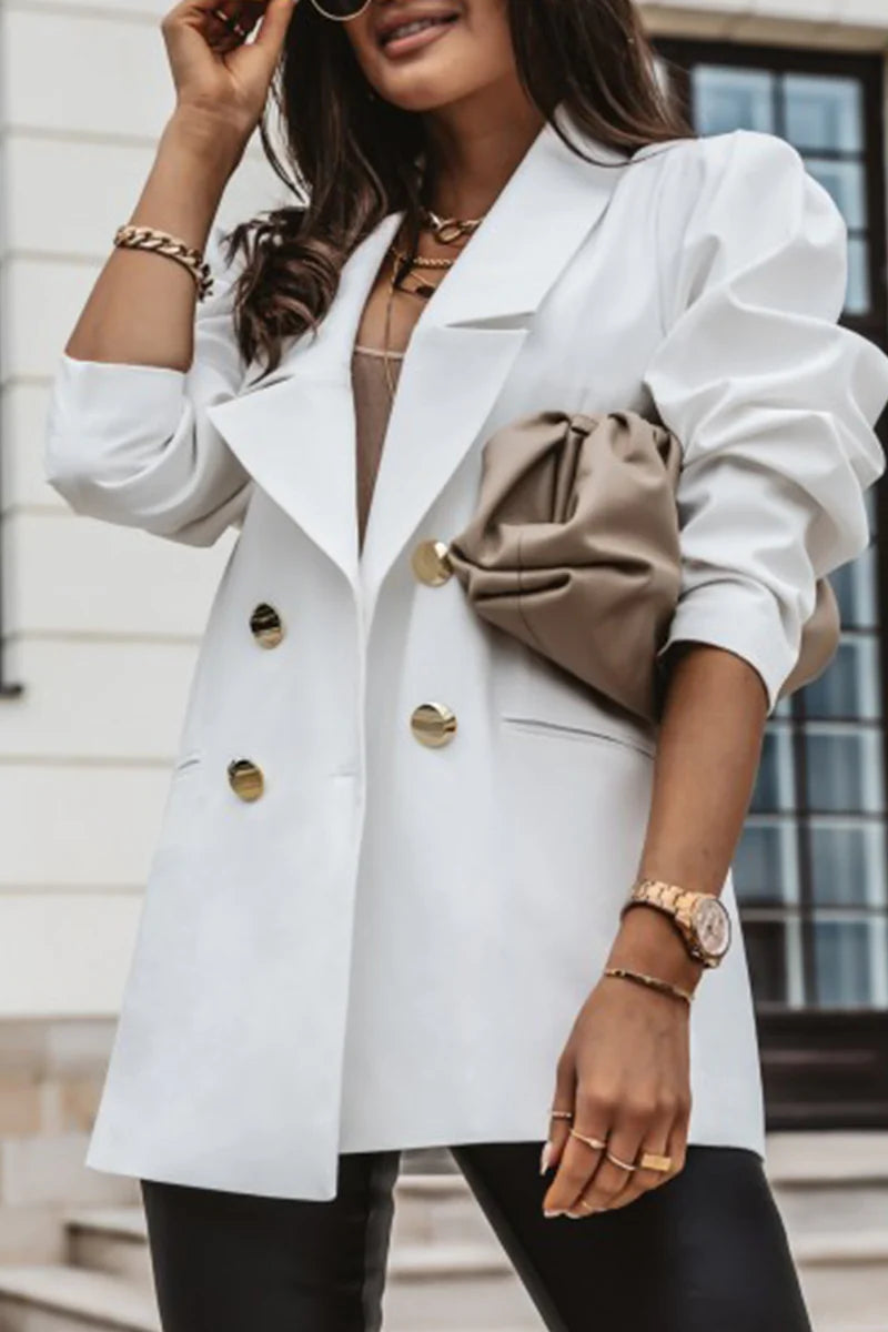 Casual Solid Turndown Collar Outerwear X8782