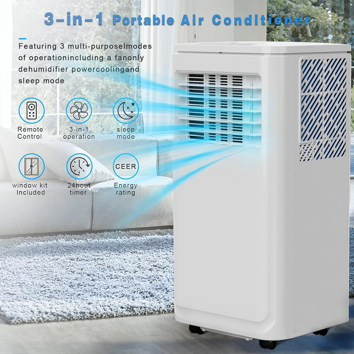 8000 BTU Portable Indoor Air Conditioner with Remote Control E188938