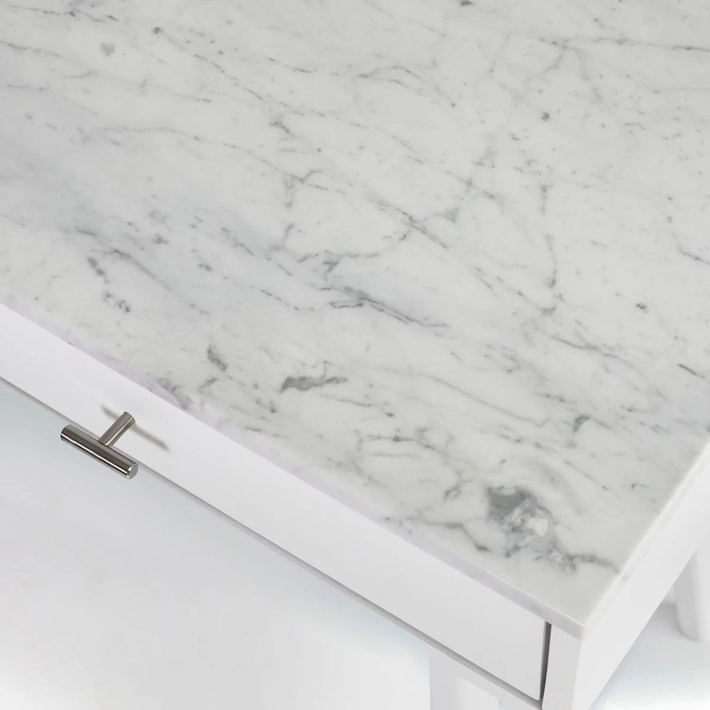 White Rectangular Marble Top Writing Desk U5161