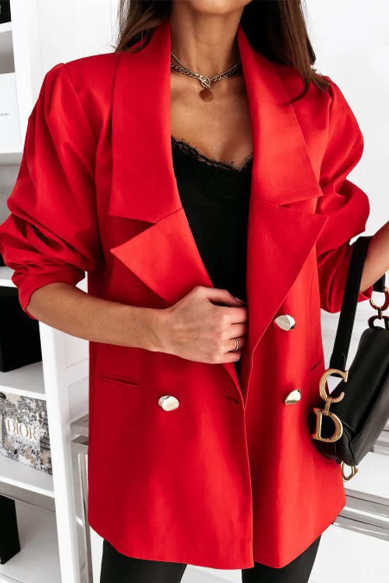 Casual Solid Turndown Collar Outerwear X8782