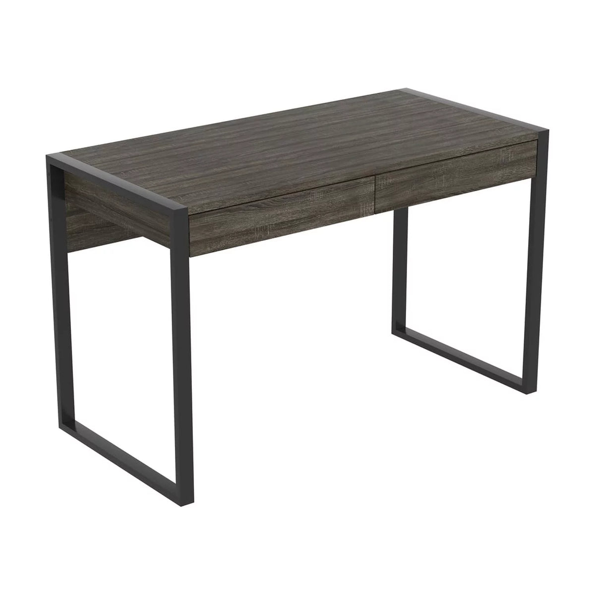 47"L 2-Drawers Black Metal Computer Desk F849