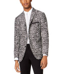 Black Large Patterned Slim Fit Blazer Y87377