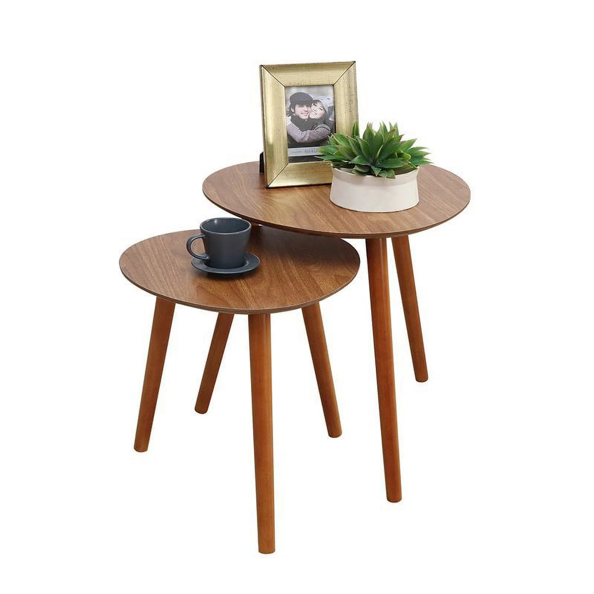 Mid-Century Wood Nesting End Table Set of 2 U281381