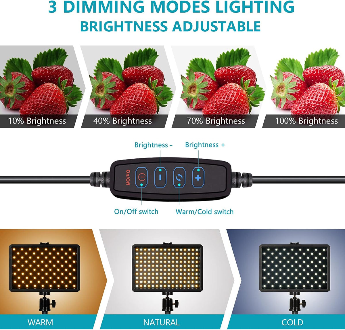 2 Pack LED Video Light Panel with Adjustable Tripod Stand and 4 Color Filters I964