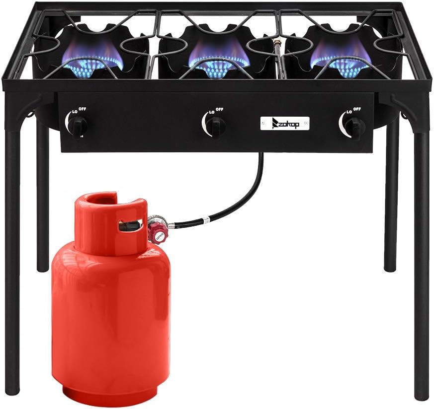3 Burner Propane Camp Stove with Detachable Legs, 225000 BTU T3960