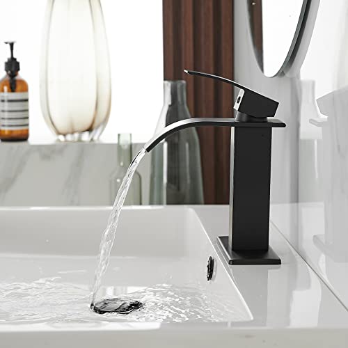 Oil Rubbed Bronze Waterfall Single Hole Bathroom Faucet with Pop Up Drain P800