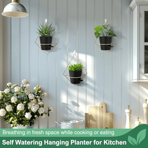 3 sets of 5" Black Metal Hanging Wall Planters N295