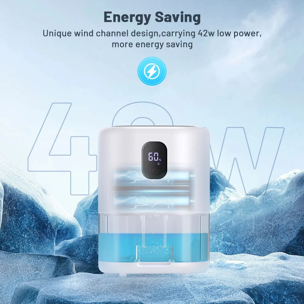 1000ml Portable Dehumidifier, Auto Defrost, Ultra Quiet, White E235