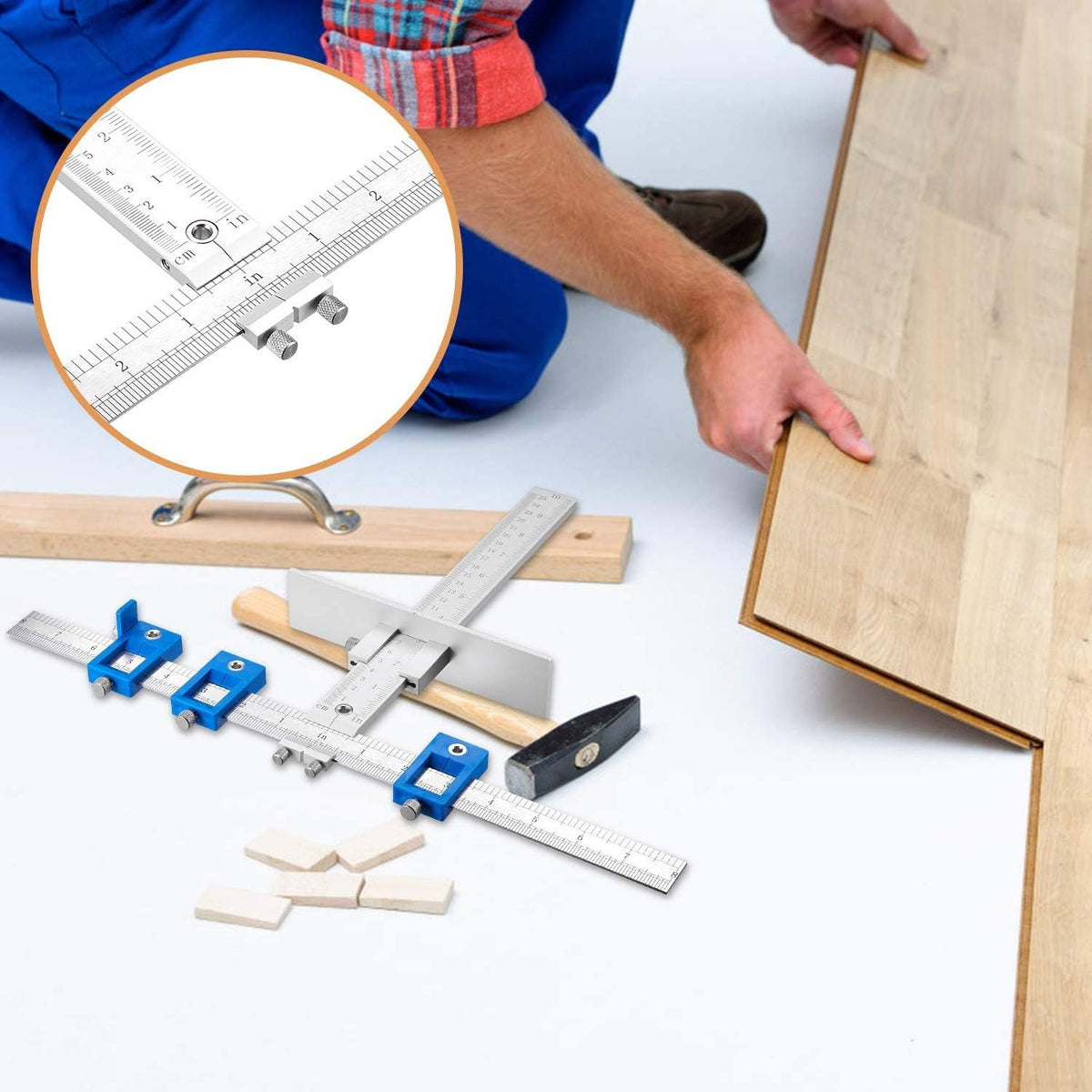 Cabinet Hardware Jig Aluminum Alloy Drill Guide Drawer Pull Drilling Templates Tool Pack of 2 R350240