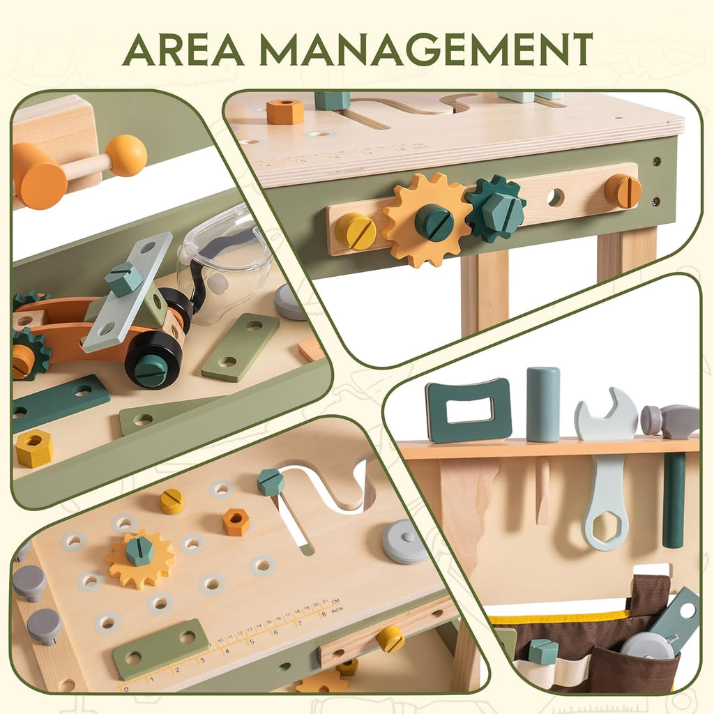 Wooden Kids Tool Bench with Tool Belt and Play Tools Set F706476