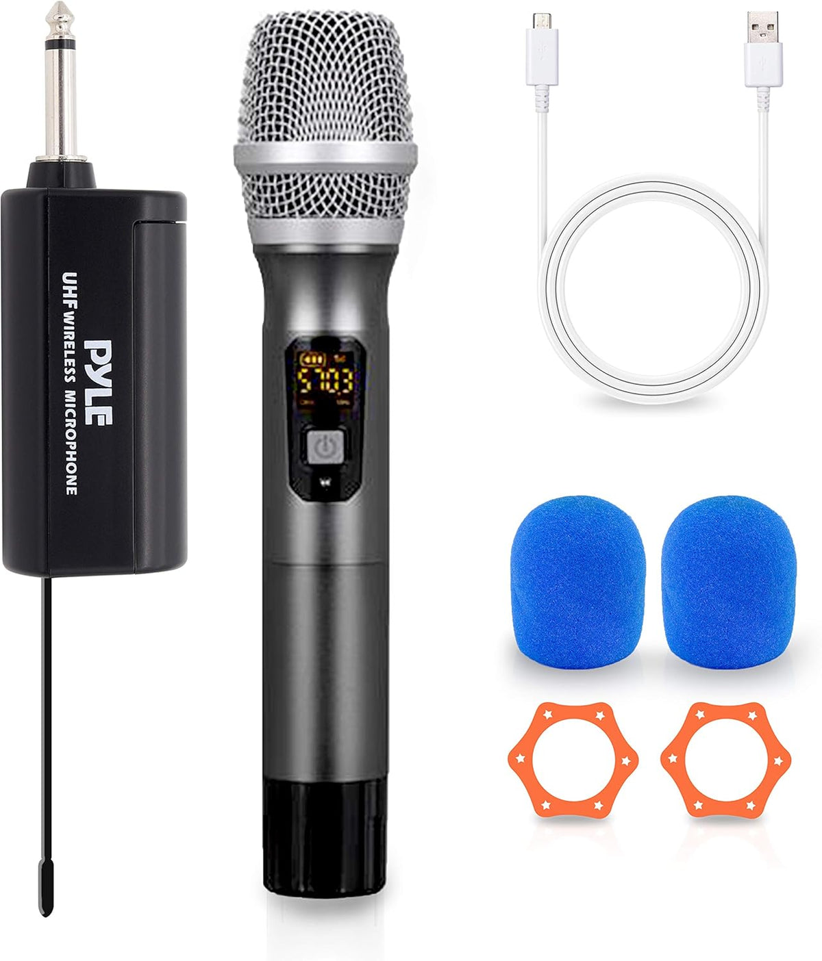 Black UHF Wireless Microphone System, Pack of 2 V9647