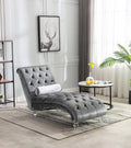 Gray Velvet Upholstered Chaise Lounge K165