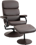 Brown PU Leather Swivel Recliner Chair with Ottoman Z1279