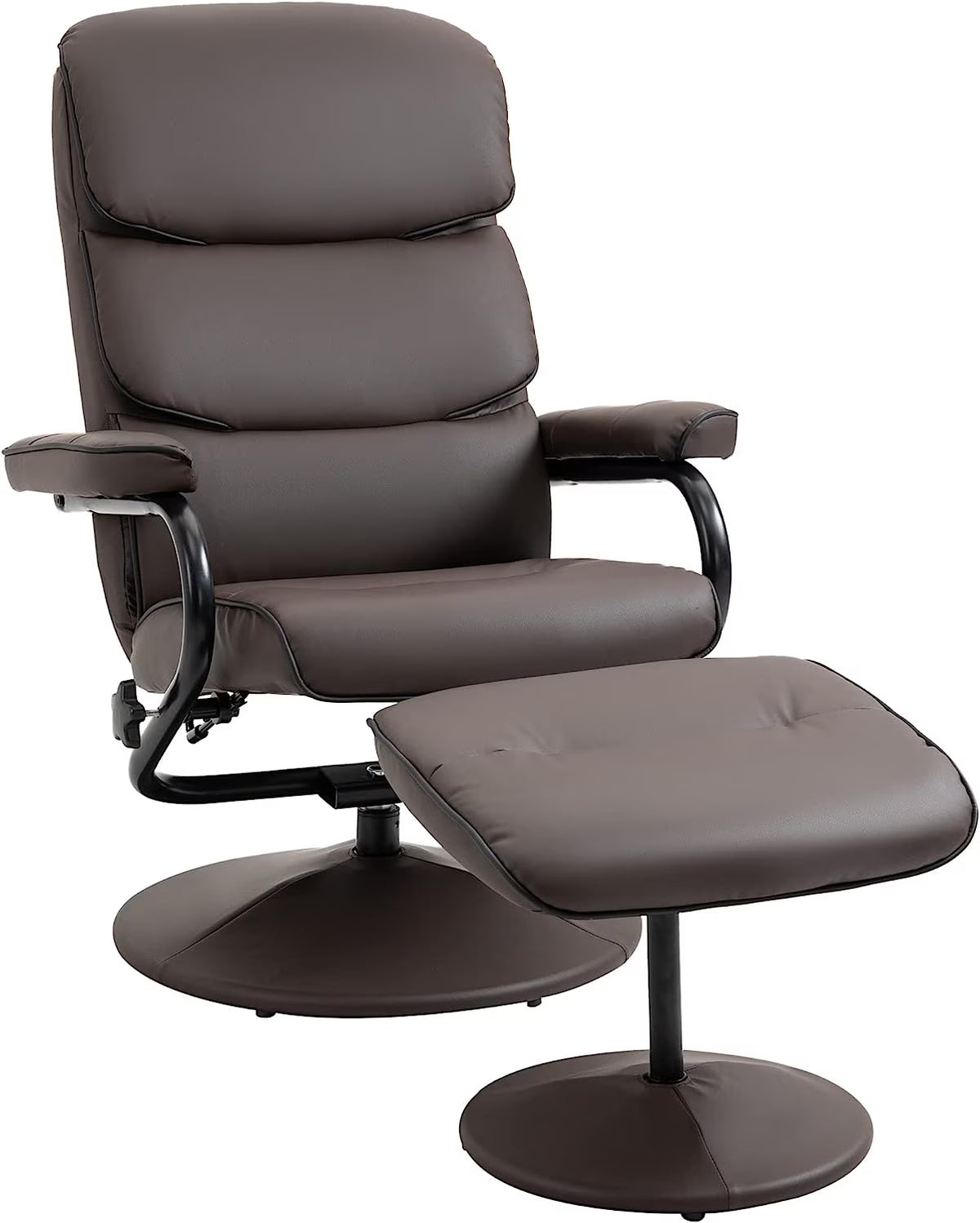 Brown PU Leather Swivel Recliner Chair with Ottoman Z1279