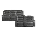 2-Piece Gray Upholstered Manual Reclining Sofa Set X84067