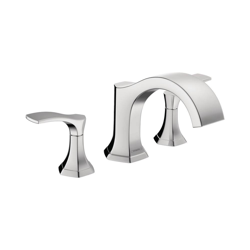 Chrome Double Handle Deck Mounted Roman Tub Faucet Trim V19354