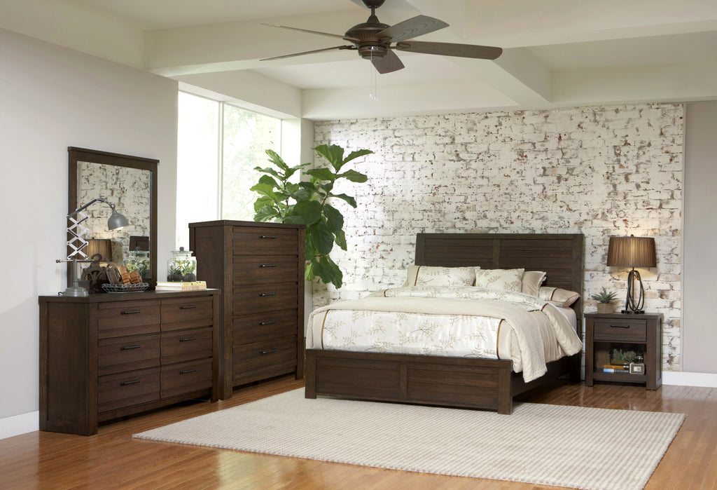Espresso Wood Bedroom Set with King Bed Dresser Mirror Nightstand Chest Y5257