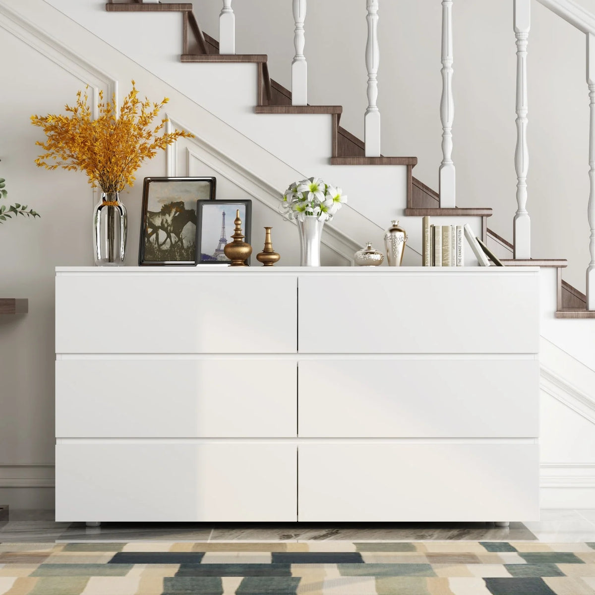 White 6 Drawer Storage Dresser K71805