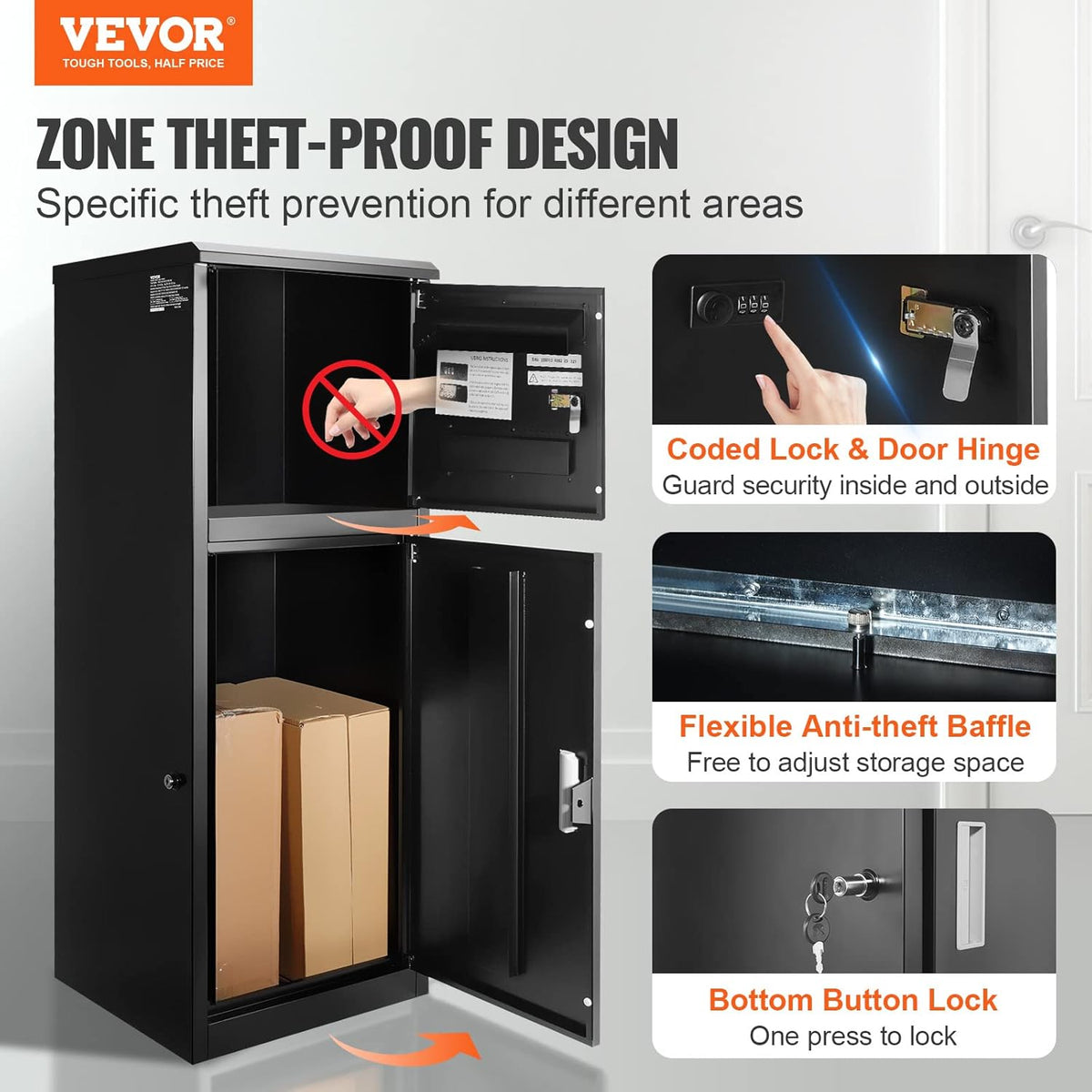 Galvanized Steel Package Delivery Box with Coded Lock W7664