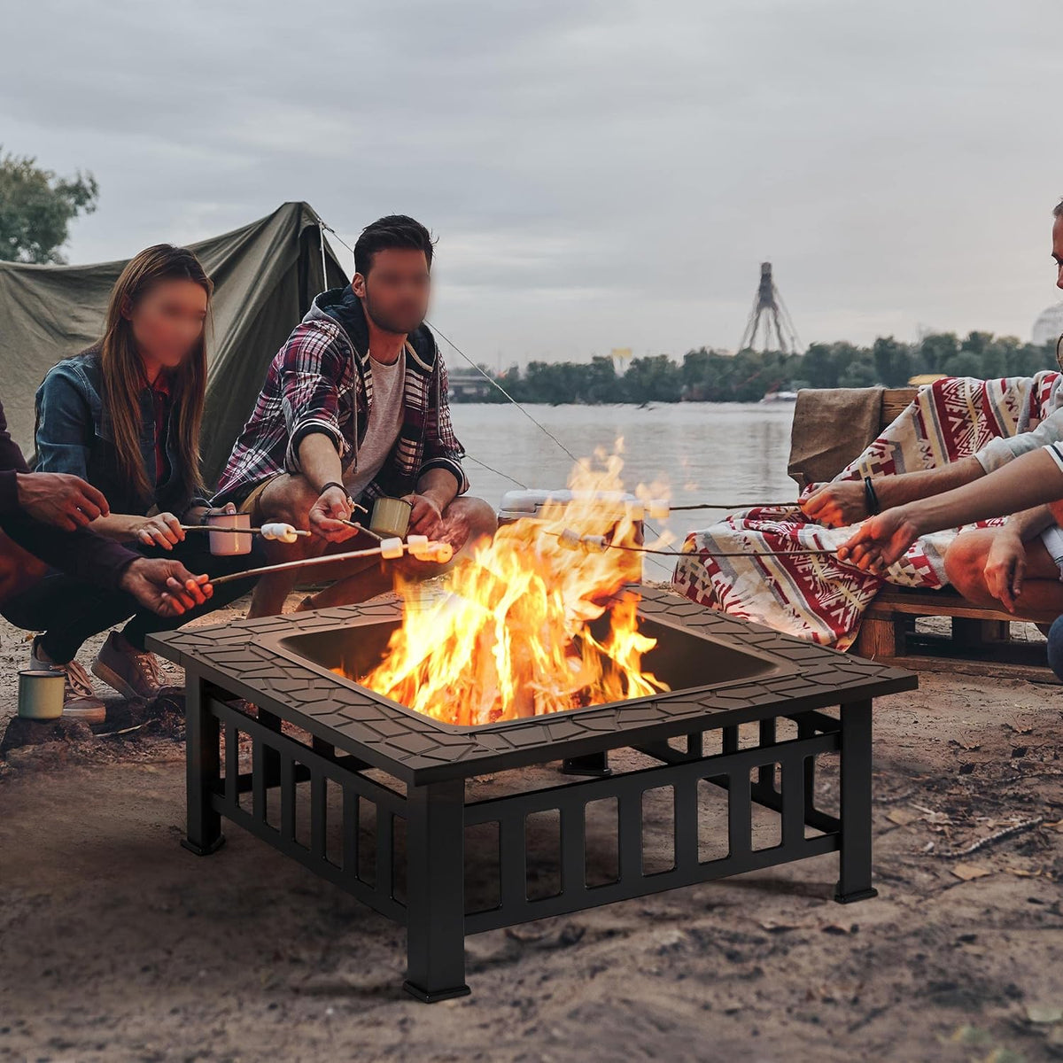 32in Square Metal Fire Pit Table A7034
