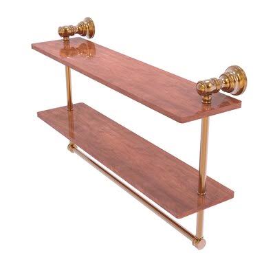 2 Piece Solid Wood Tiered Shelf with Towel Bar N7089