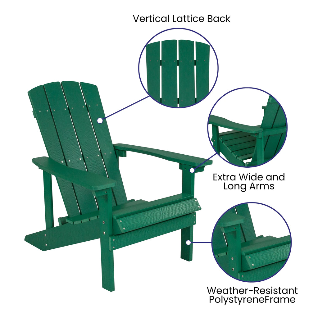 Set of 4 Green All-Weather Poly Resin Adirondack Chairs M159880