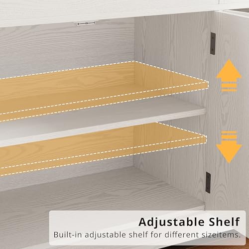Natural Wood Buffet Cabinet with Drawers and Doors M320991