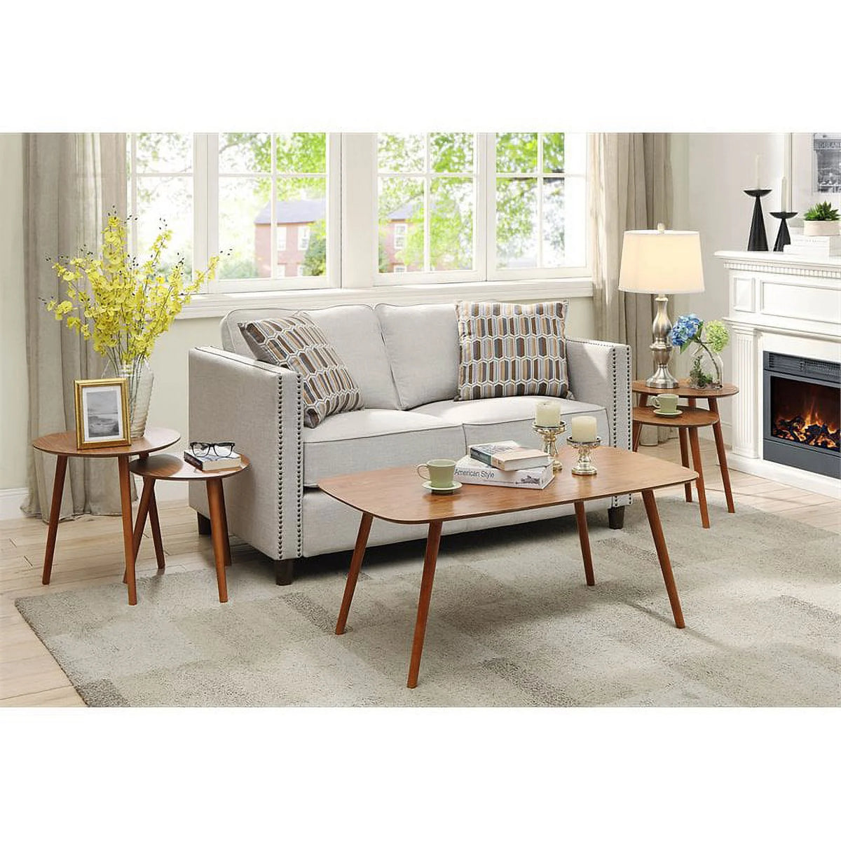 Mid-Century Wood Nesting End Table Set of 2 U281381