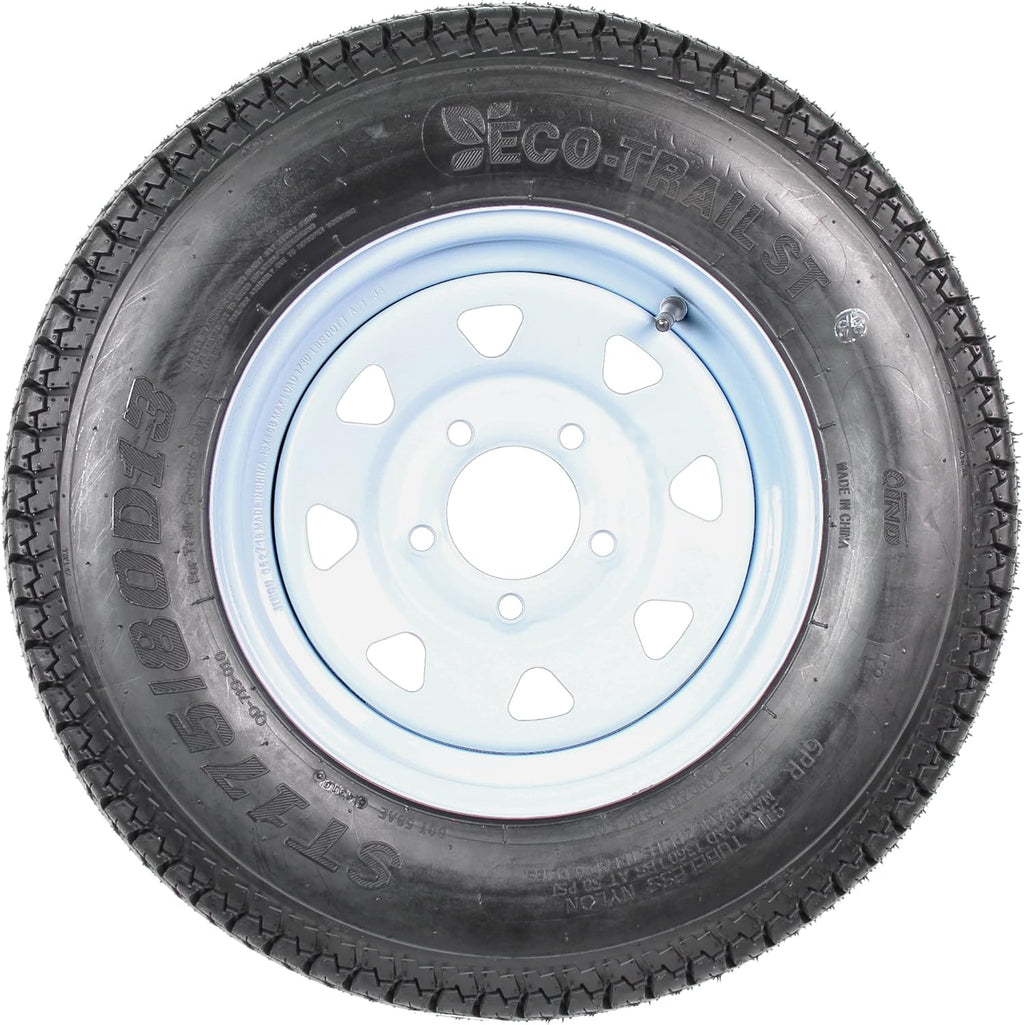 2-Pk Trailer Tire On Rim ST175/80D13 175/80 13 in. LRC 5 Hole White Spoke Wheel I230656