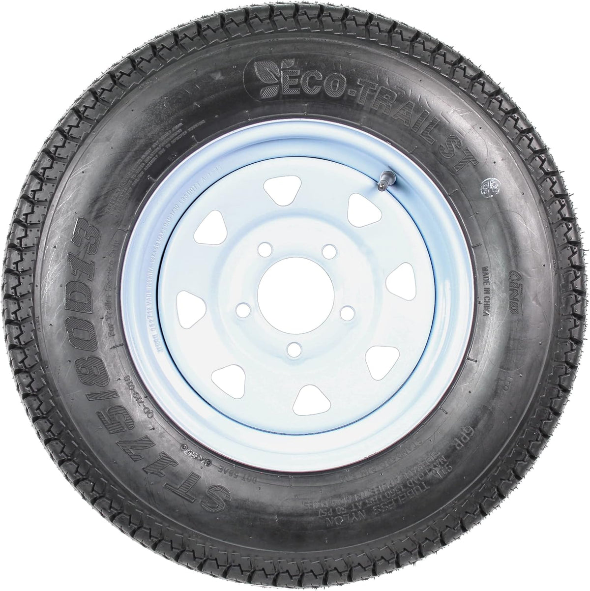 2-Pk Trailer Tire On Rim ST175/80D13 175/80 13 in. LRC 5 Hole White Spoke Wheel I230656