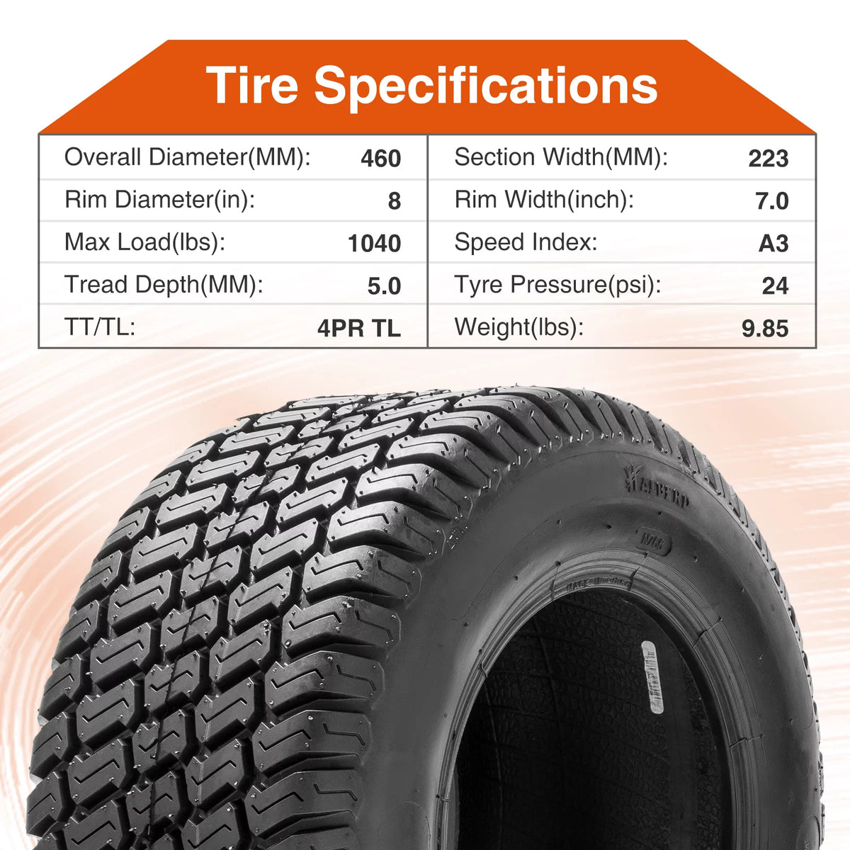18x9.5-8 Tubeless Turf Tire Set of 2 S7836