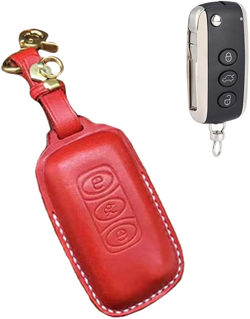 Genuine Leather Remote Key Fob Case Cover with Key Chain Pack of 2 K557