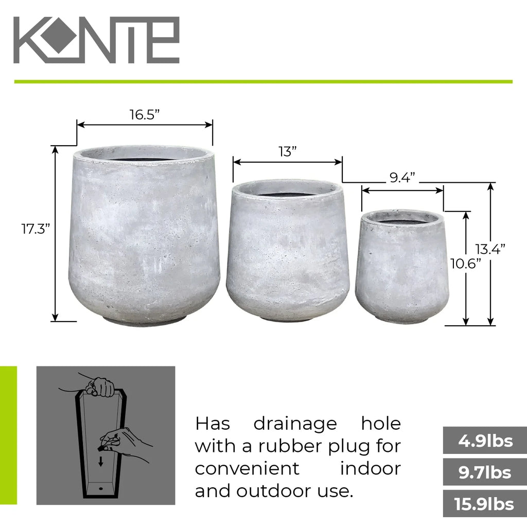Round Concrete Planter Set of 3 Sizes P6271