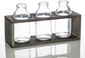 Milk Bottle Vases With Wooden Stand Set Of 6 E16777