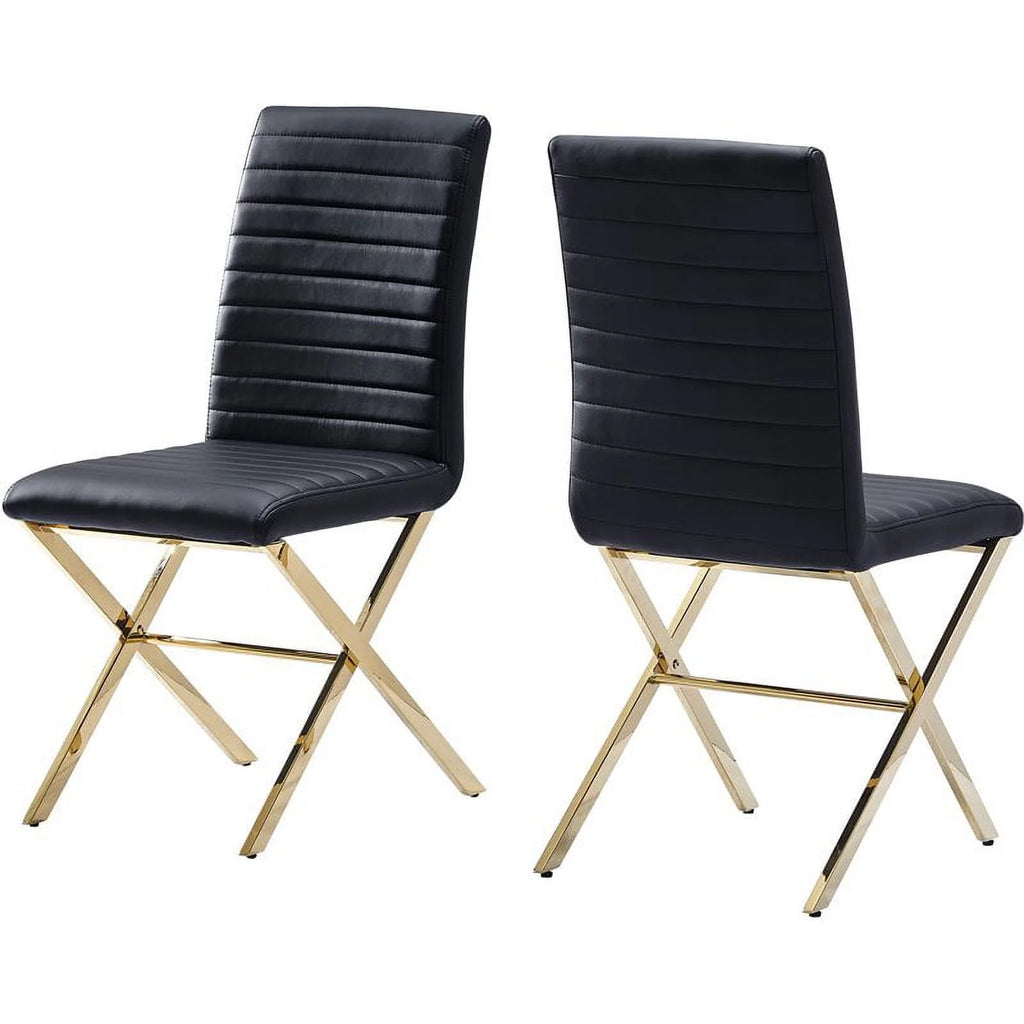 Black Faux Leather Dining Chair Set of 2 J65533