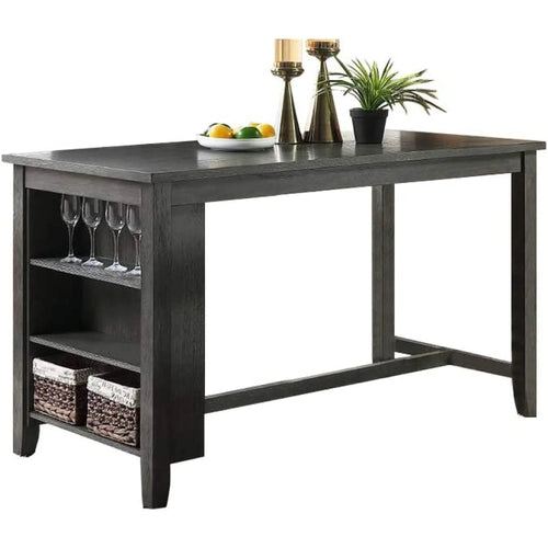 1pc Counter Height Dining Table with Storage Shelves Q3622