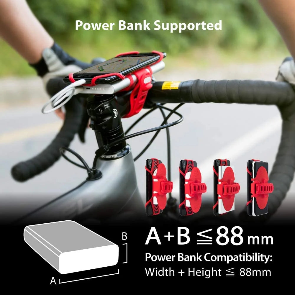 Bike Tie Pro Pack-Red 2-in-1 Phone + PowerBank Holder for Bicycle Motorcycle T290912