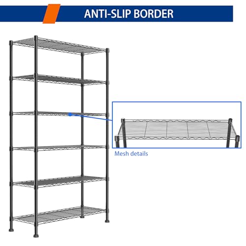 6 Wire Shelving Steel Storage Rack Adjustable Unit Shelves K8753