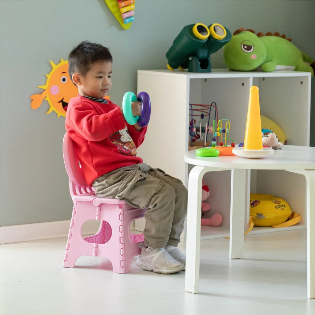 Foldable Step Stool with Back Support and Handle, Green E7855