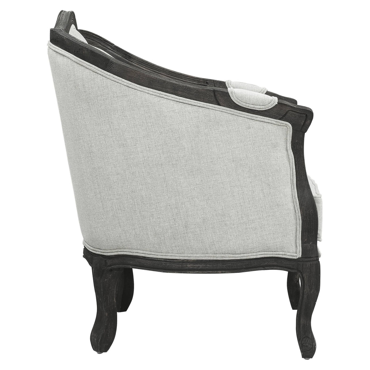 Linen Loveseat with Wooden Leg and 2 Pillows I376