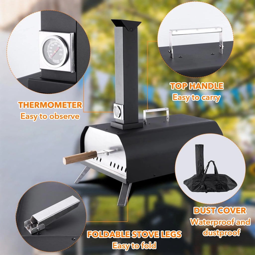 13 Wood Fired Stainless Steel Pizza Oven with Pizza Stone E348366
