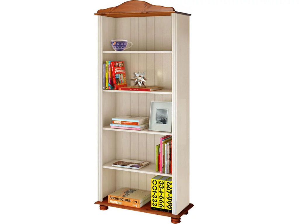 5 Shelf Open Bookcase, White and Honey X935