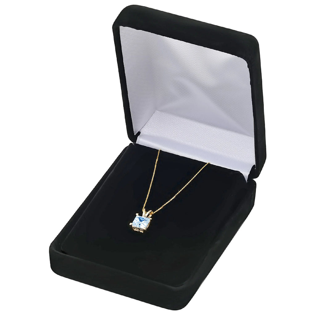 14k Yellow Gold Swiss Blue Topaz Pendant with Gold Chain R2011