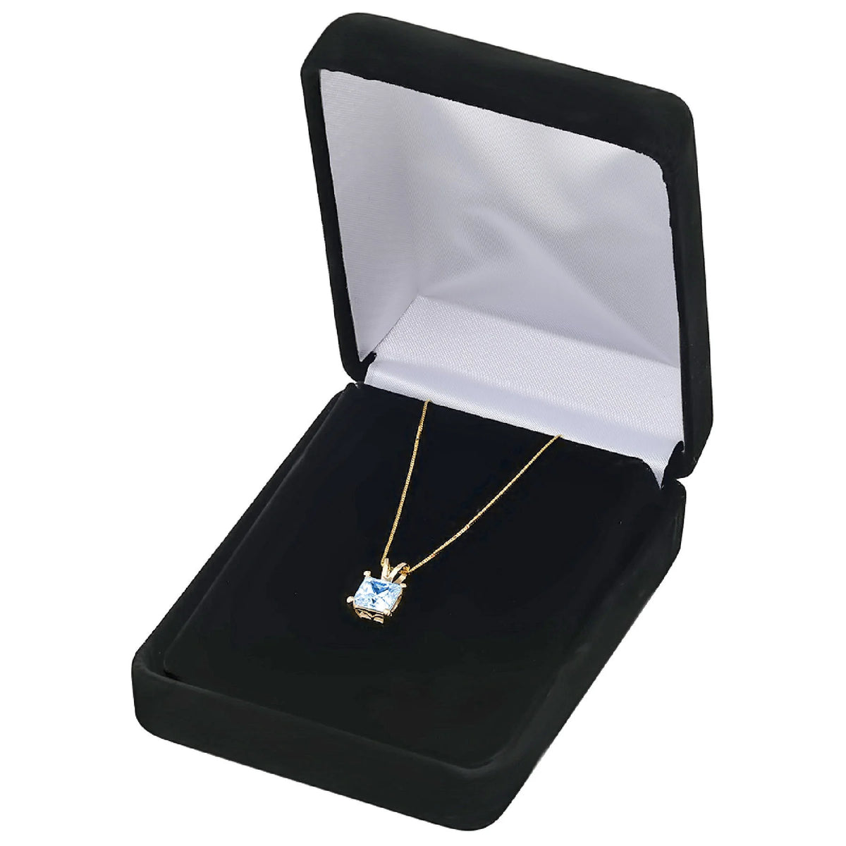 14k Yellow Gold Swiss Blue Topaz Pendant with Gold Chain R2011